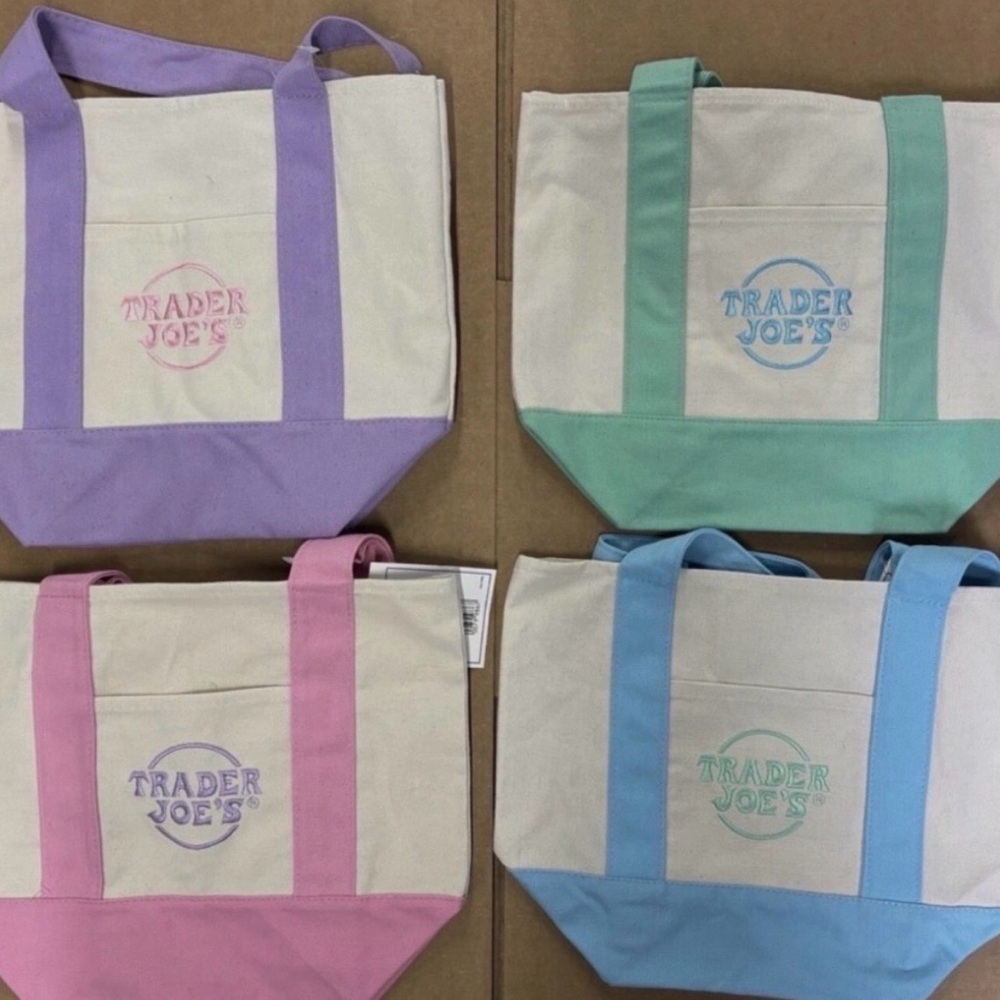 Trader Joe’s NWT - Pastel Canvas Tote Bag - Mint, Blue